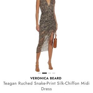 Veronica Beard Teagan Ruched Snake-Print Silk Dress
Brand new, with tags…